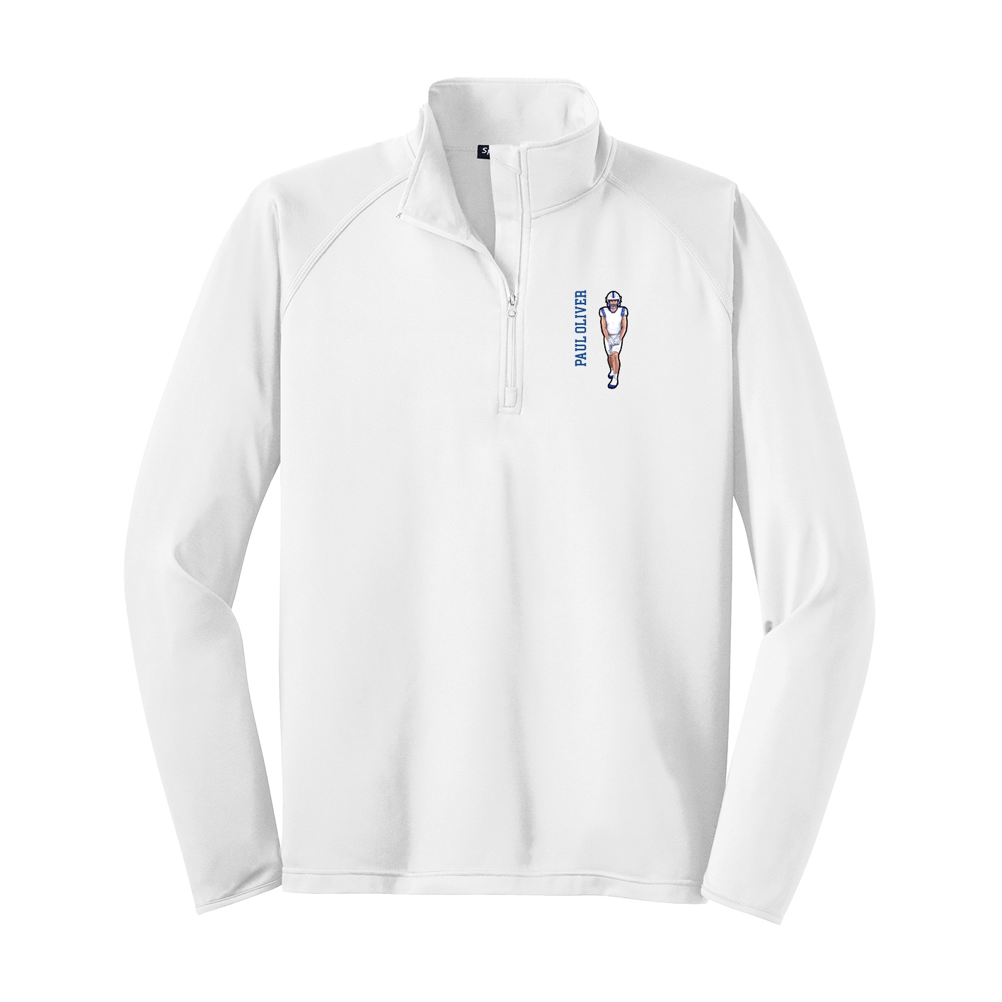 Q-Zip Pullover — Name Vertical in White