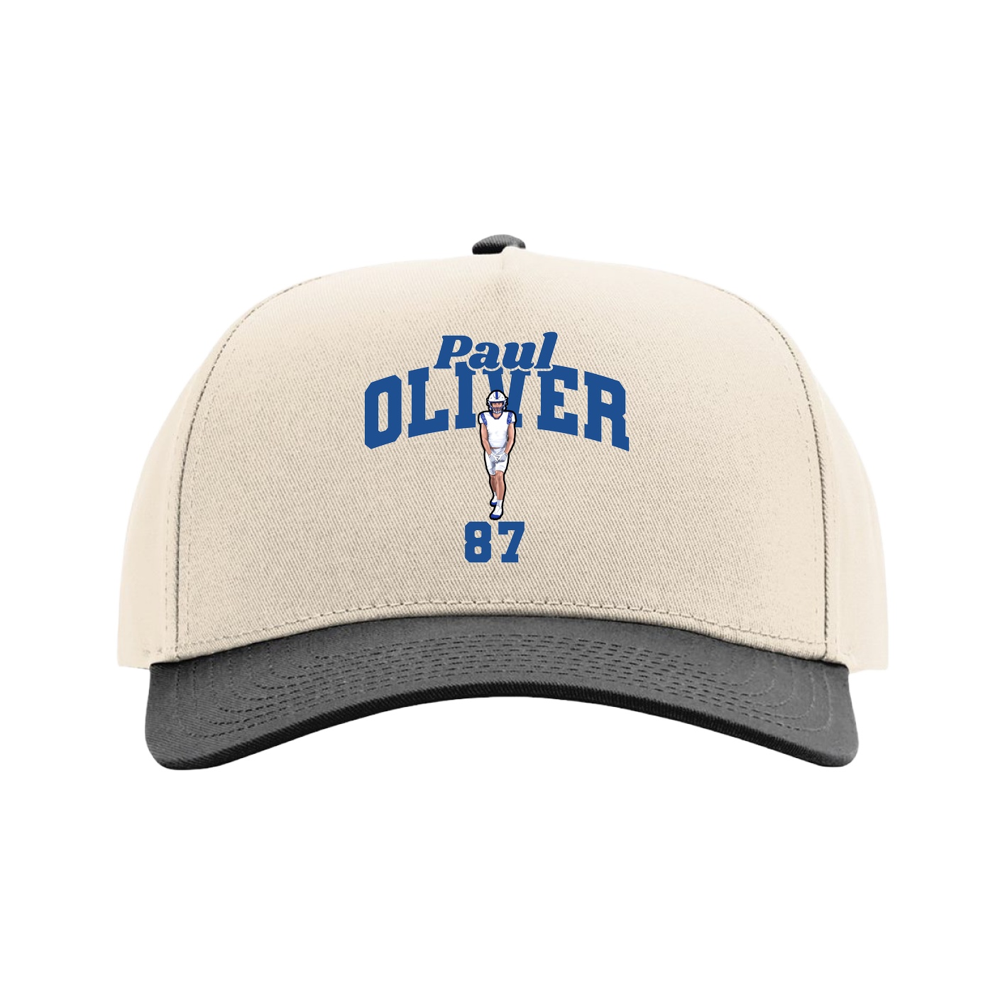 Full Fabric Five-Panel Champ Cap — Signature Arch in Cream/Black