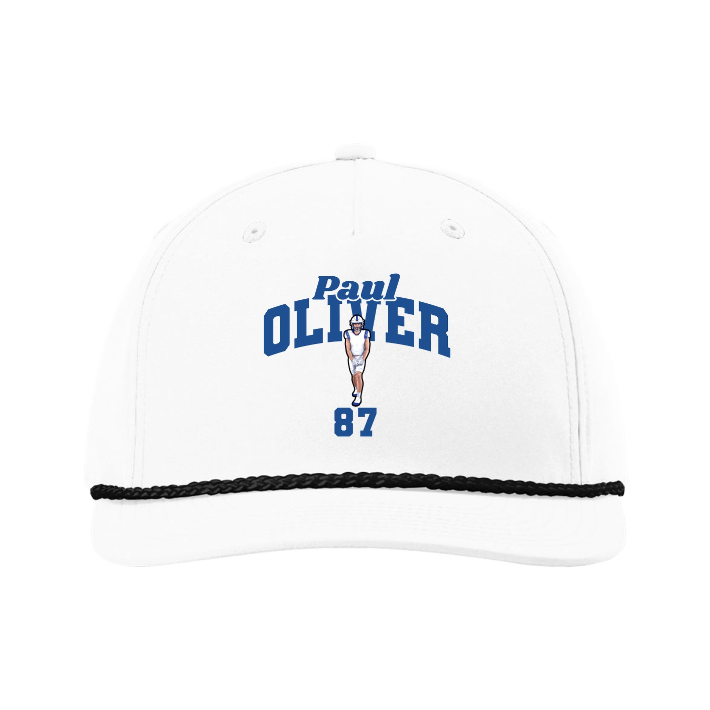 Five-Panel Classic Rope Cap — Signature Arch in White