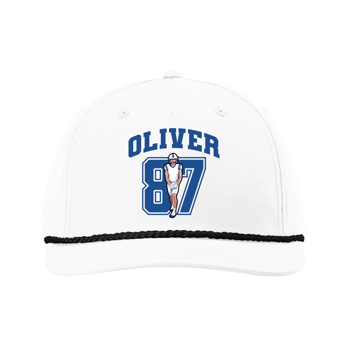 Five-Panel Classic Rope Cap — Number in White