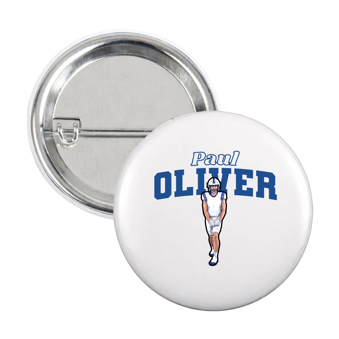 Game Day Button — Name Arch in White