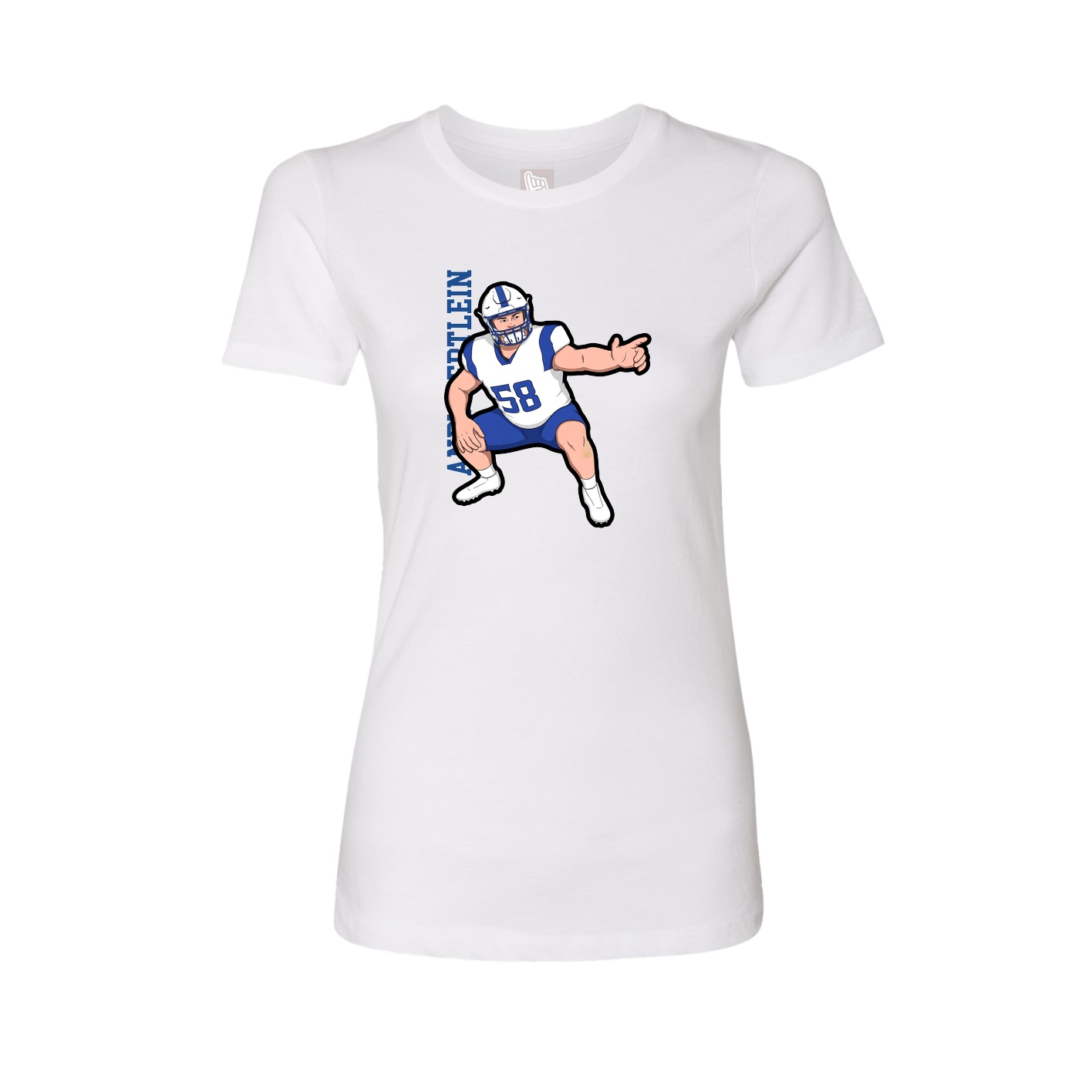 Fitted Women's Tee — Name Vertical in White