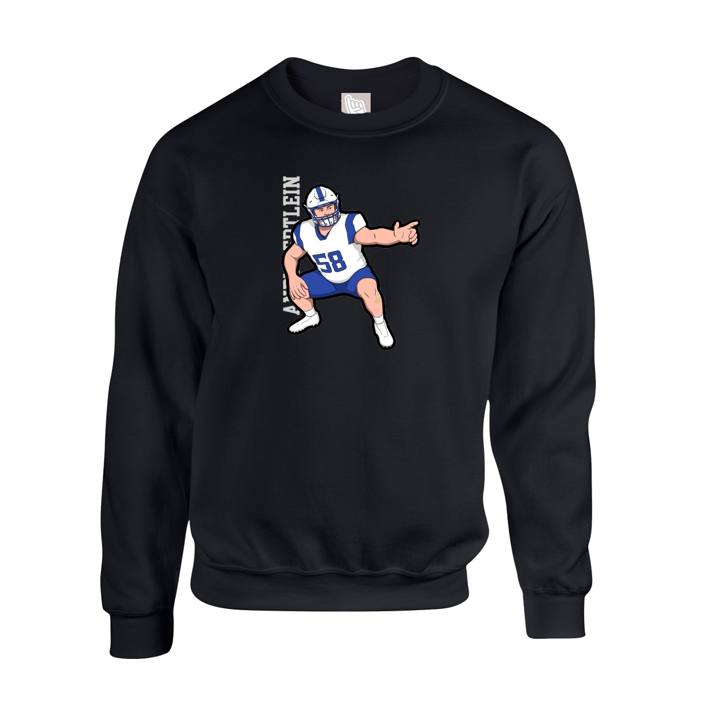 Fleece Crew — Name Vertical in Black