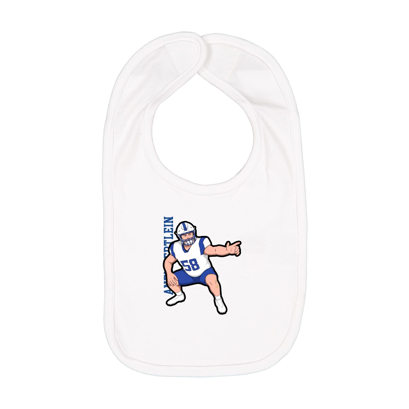 Infant Bib — Name Vertical in White