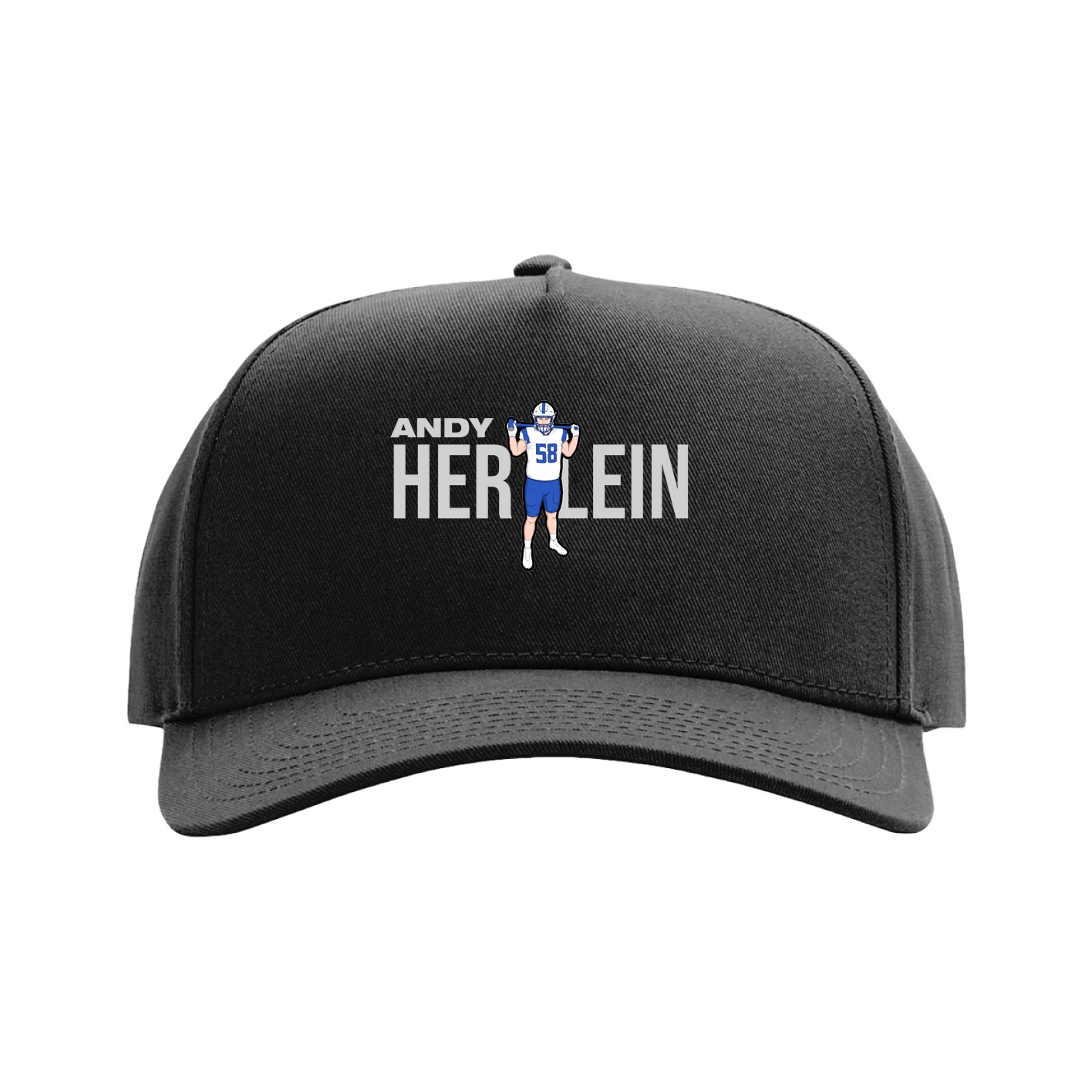 Full Fabric Five-Panel Champ Cap — Player Name in Black