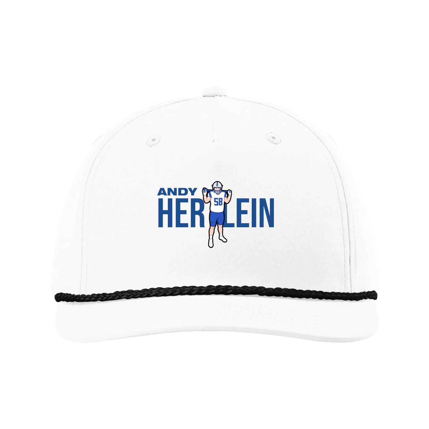 Five-Panel Classic Rope Cap — Player Name in White