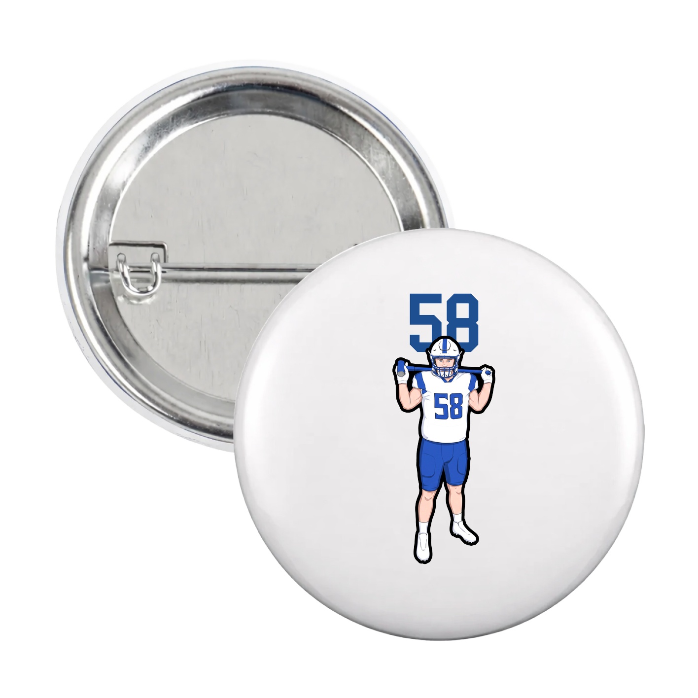 Game Day Button — Number Top in White