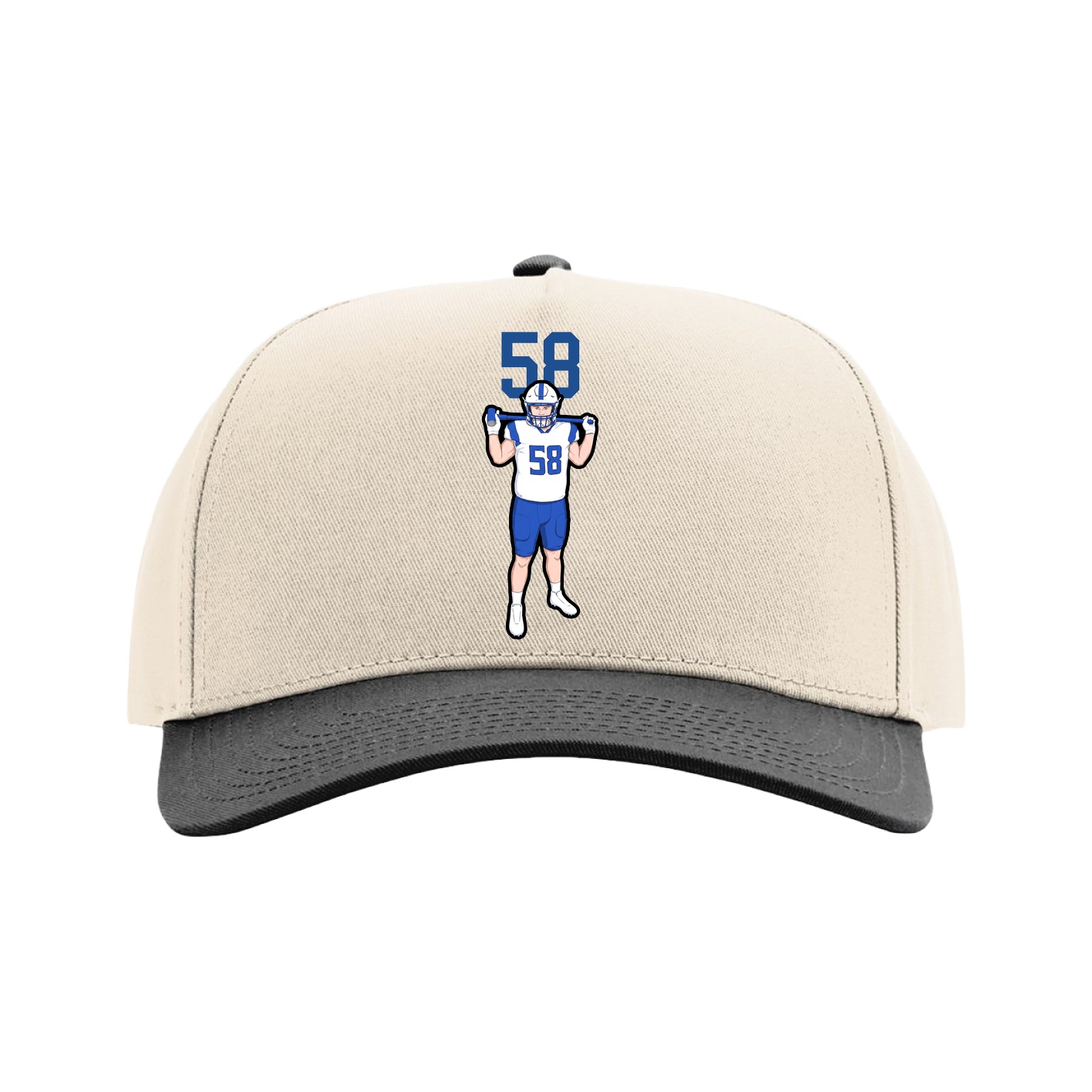 Full Fabric Five-Panel Champ Cap — Number Top in Cream/Black