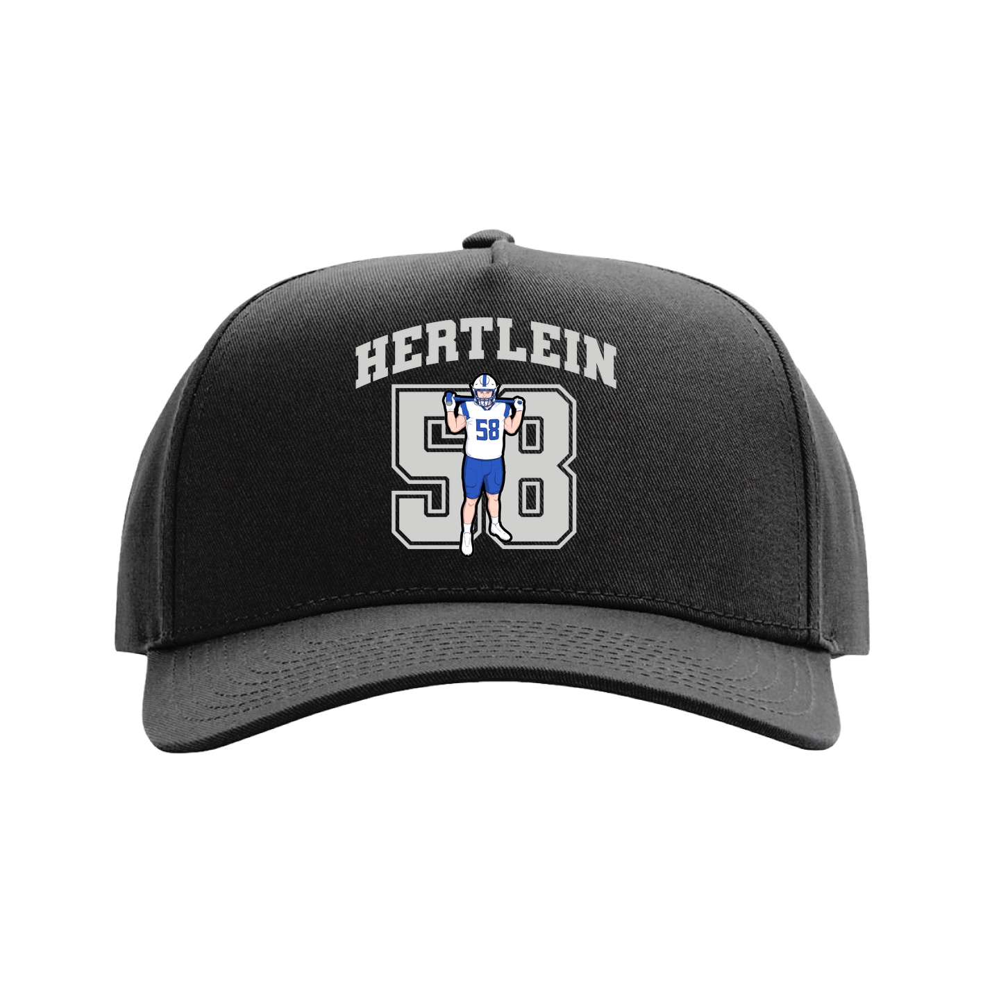 Full Fabric Five-Panel Champ Cap — Number in Black
