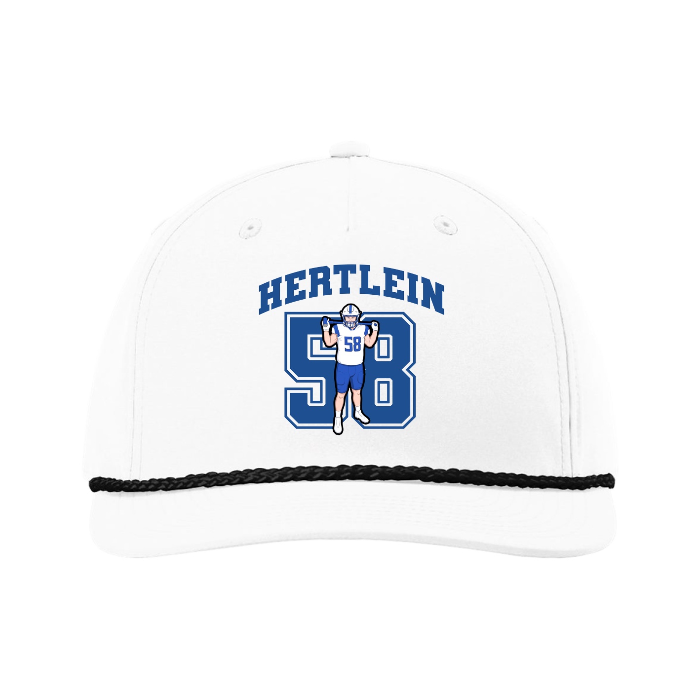 Five-Panel Classic Rope Cap — Number in White