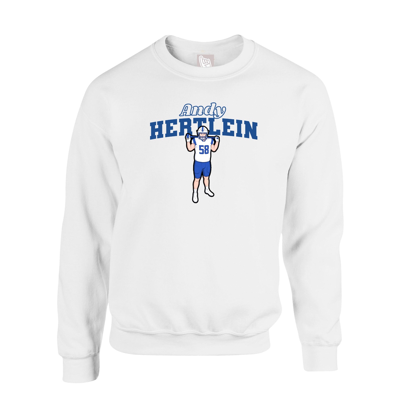 Fleece Crew — Name Arch in White
