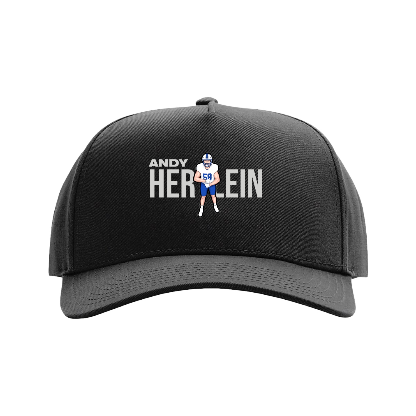 Full Fabric Five-Panel Champ Cap — Player Name in Black