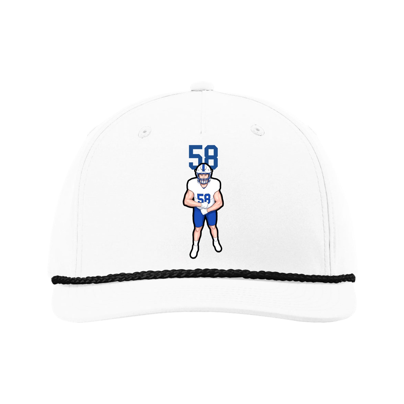 Five-Panel Classic Rope Cap — Number Top in White