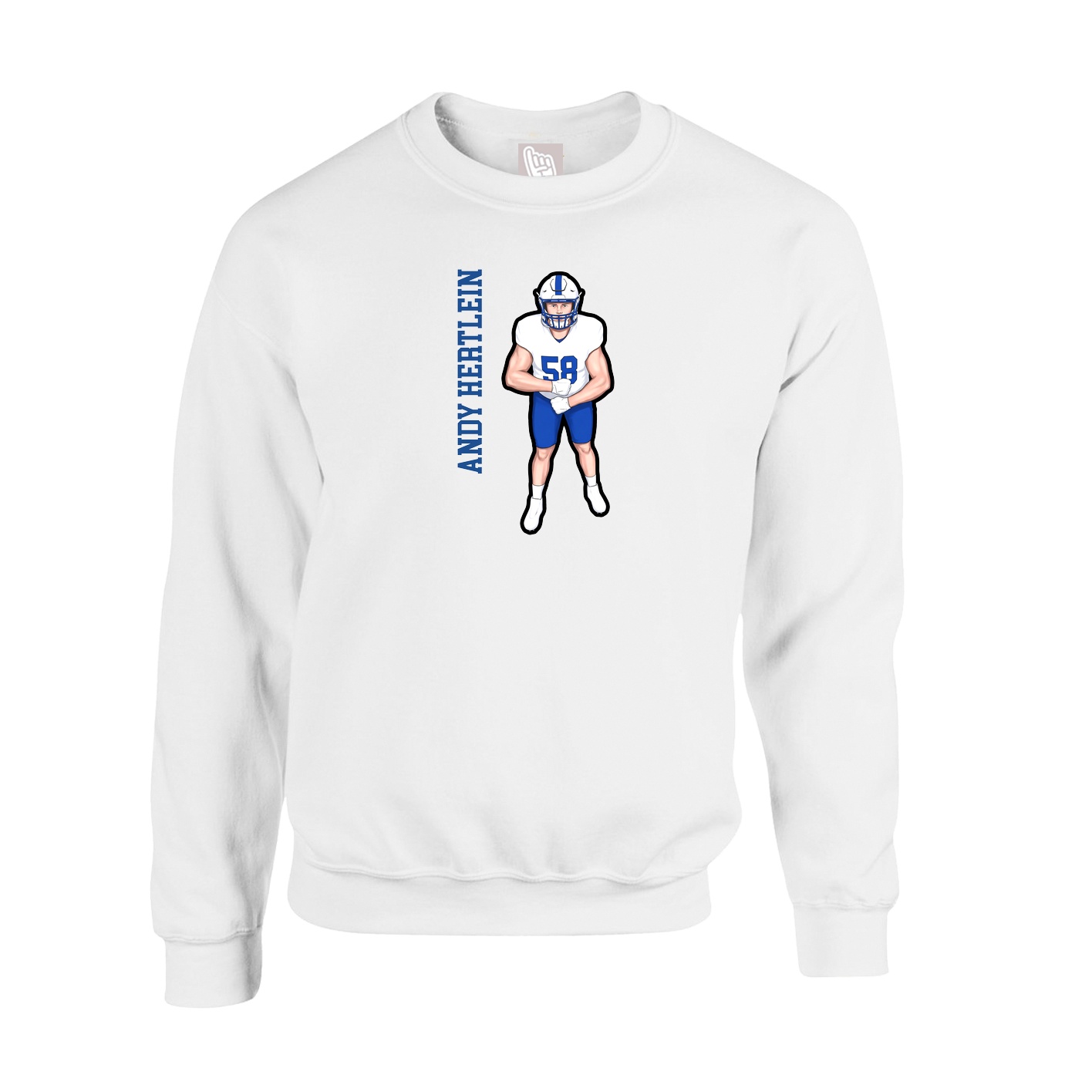 Fleece Crew — Name Vertical in White