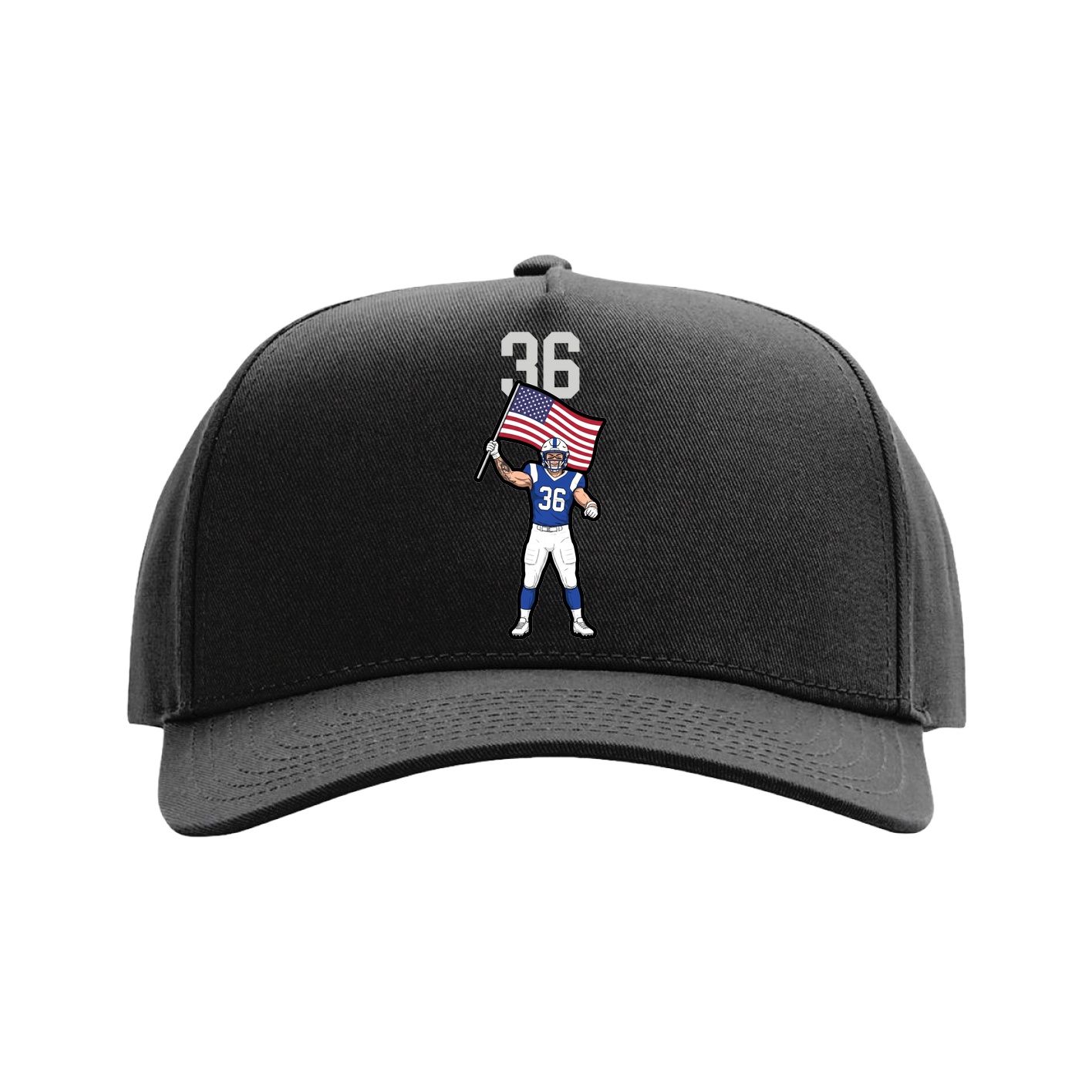 Full Fabric Five-Panel Champ Cap — Number Top in Black