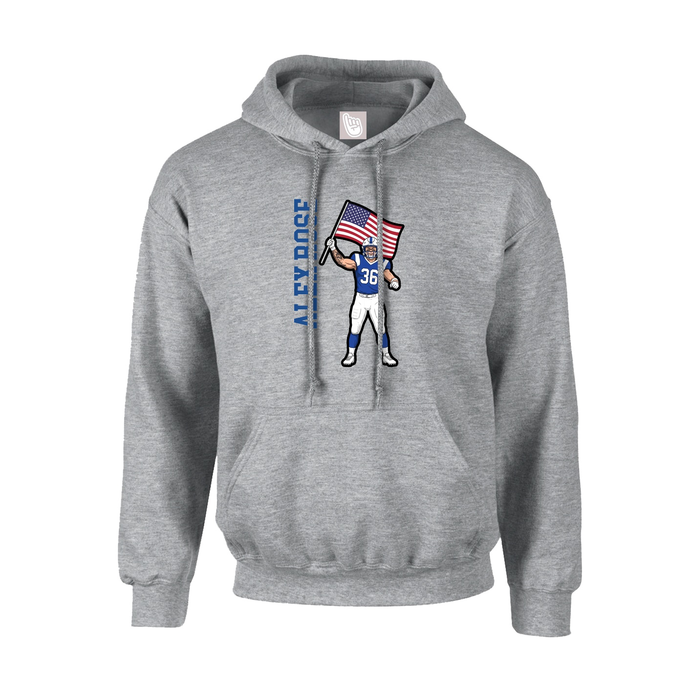 Youth Hoodie — Name Vertical in Grey