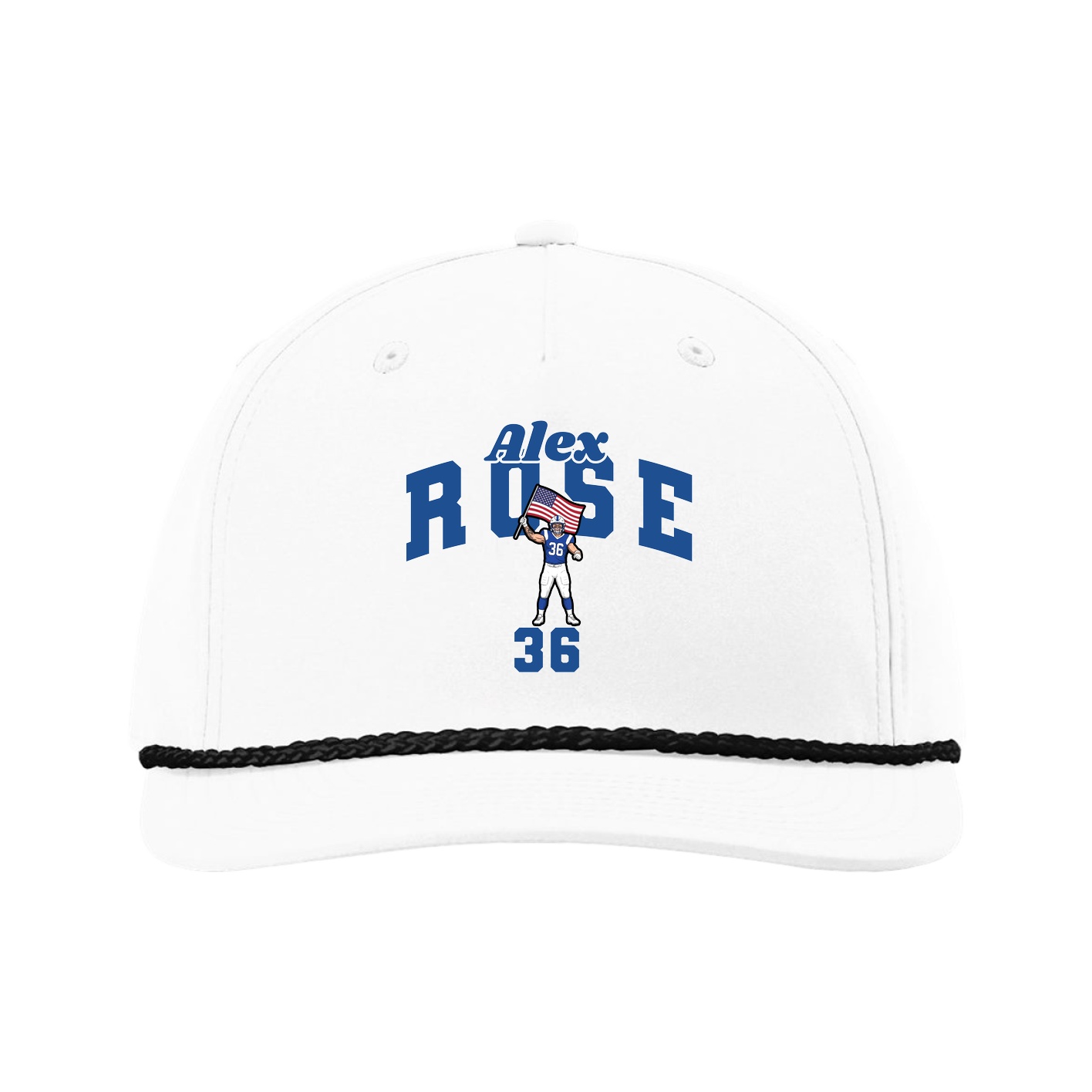 Five-Panel Classic Rope Cap — Signature Arch in White