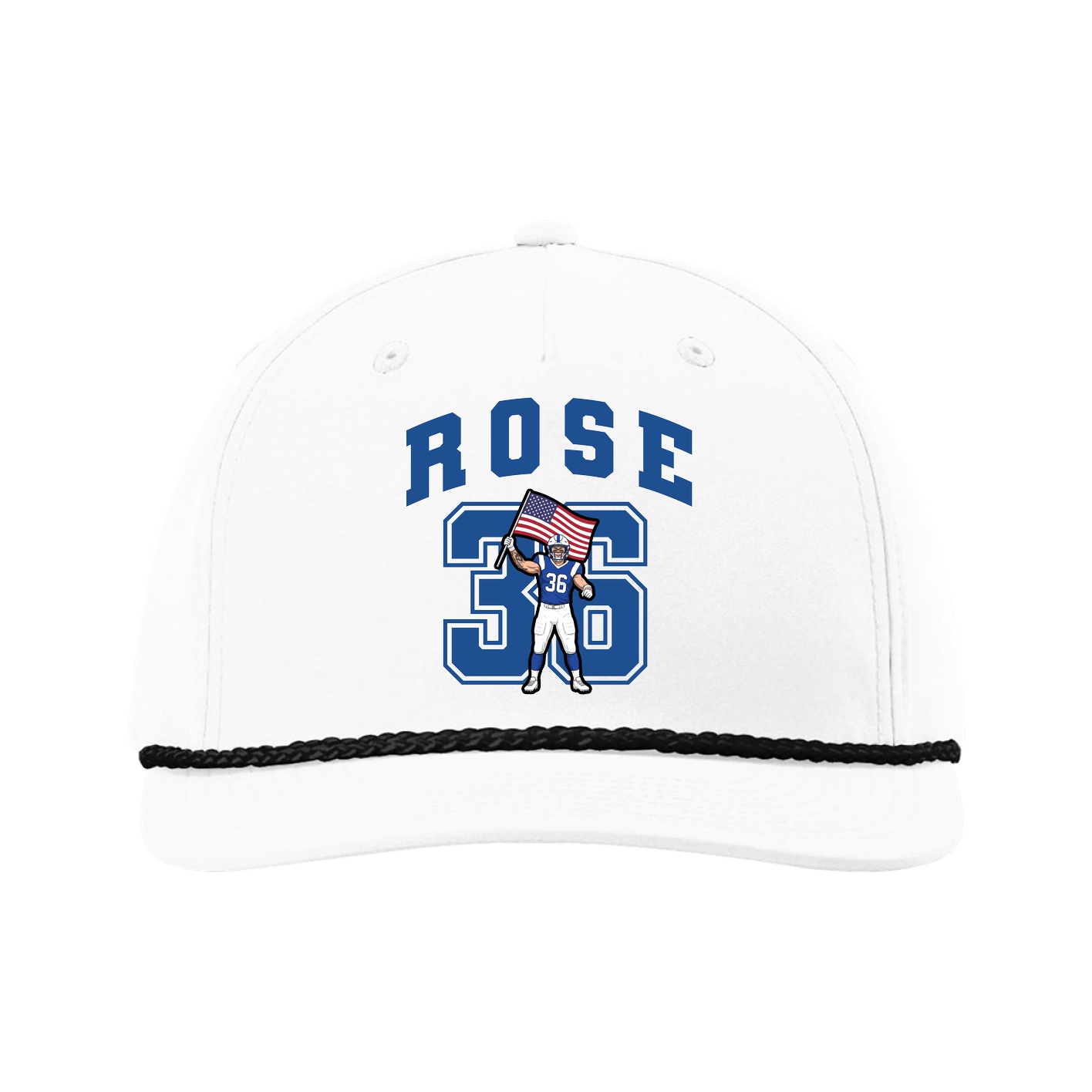 Five-Panel Classic Rope Cap — Number in White