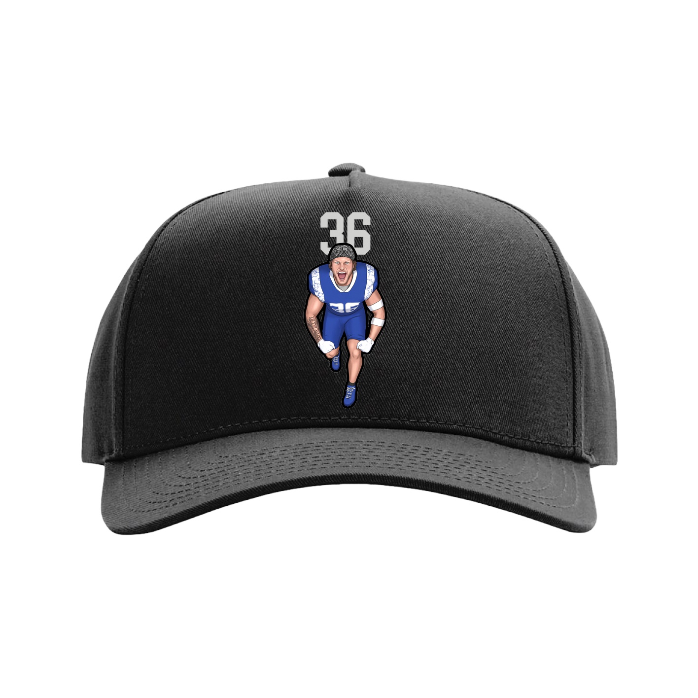 Full Fabric Five-Panel Champ Cap — Number Top in Black
