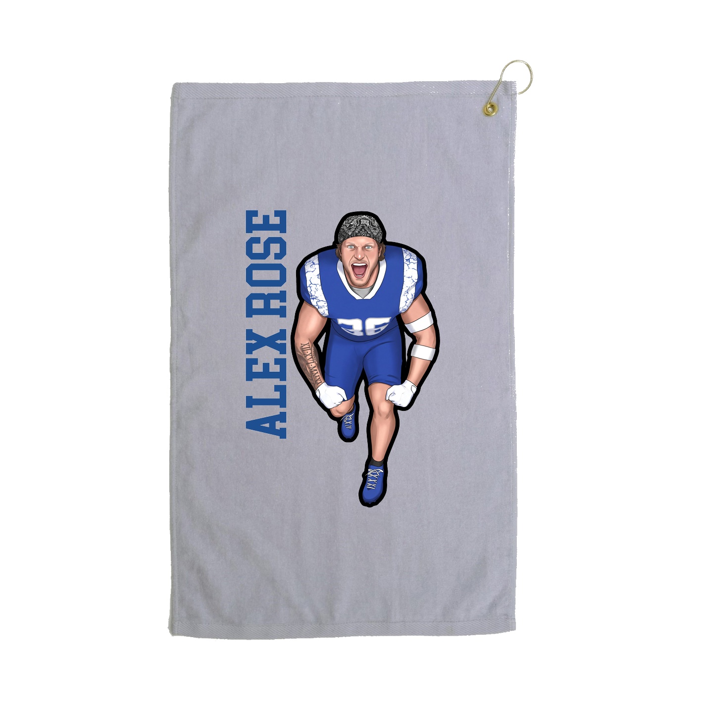 Golf Towel — Name Vertical in Grey