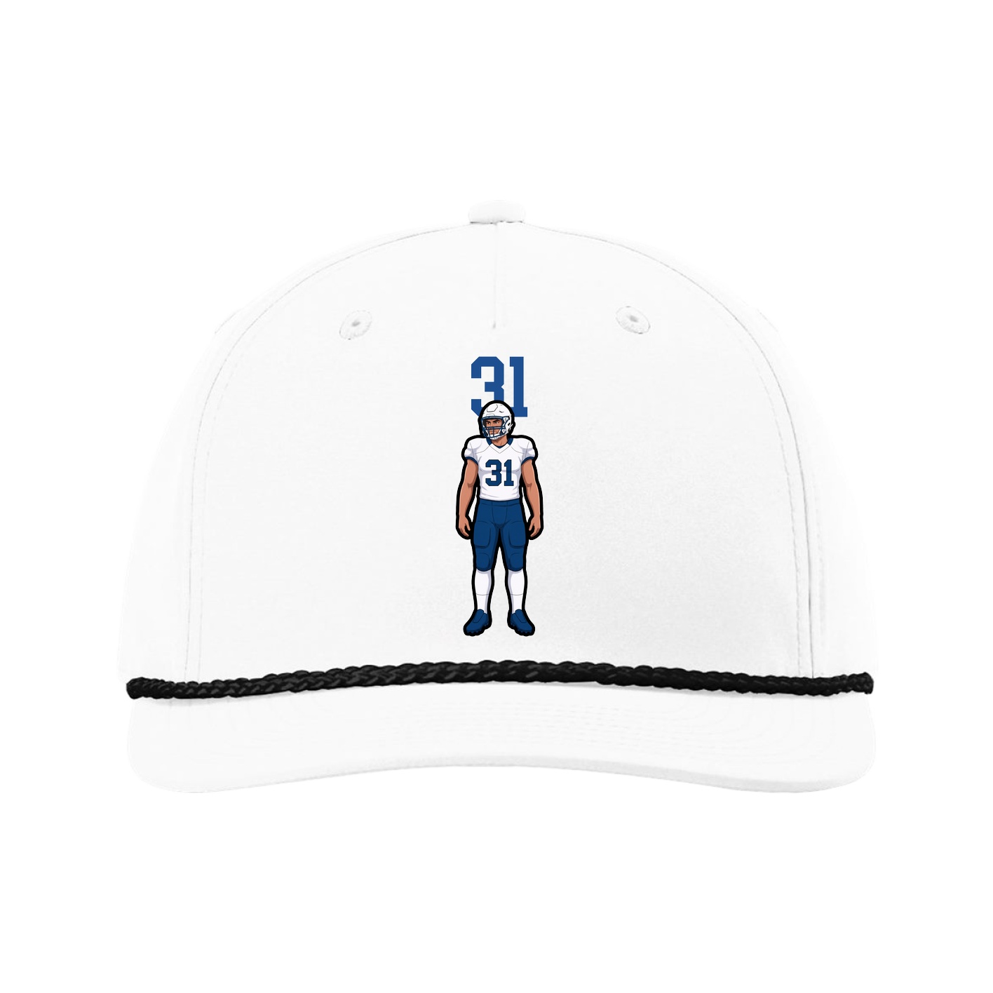 Five-Panel Classic Rope Cap — Number Top in White