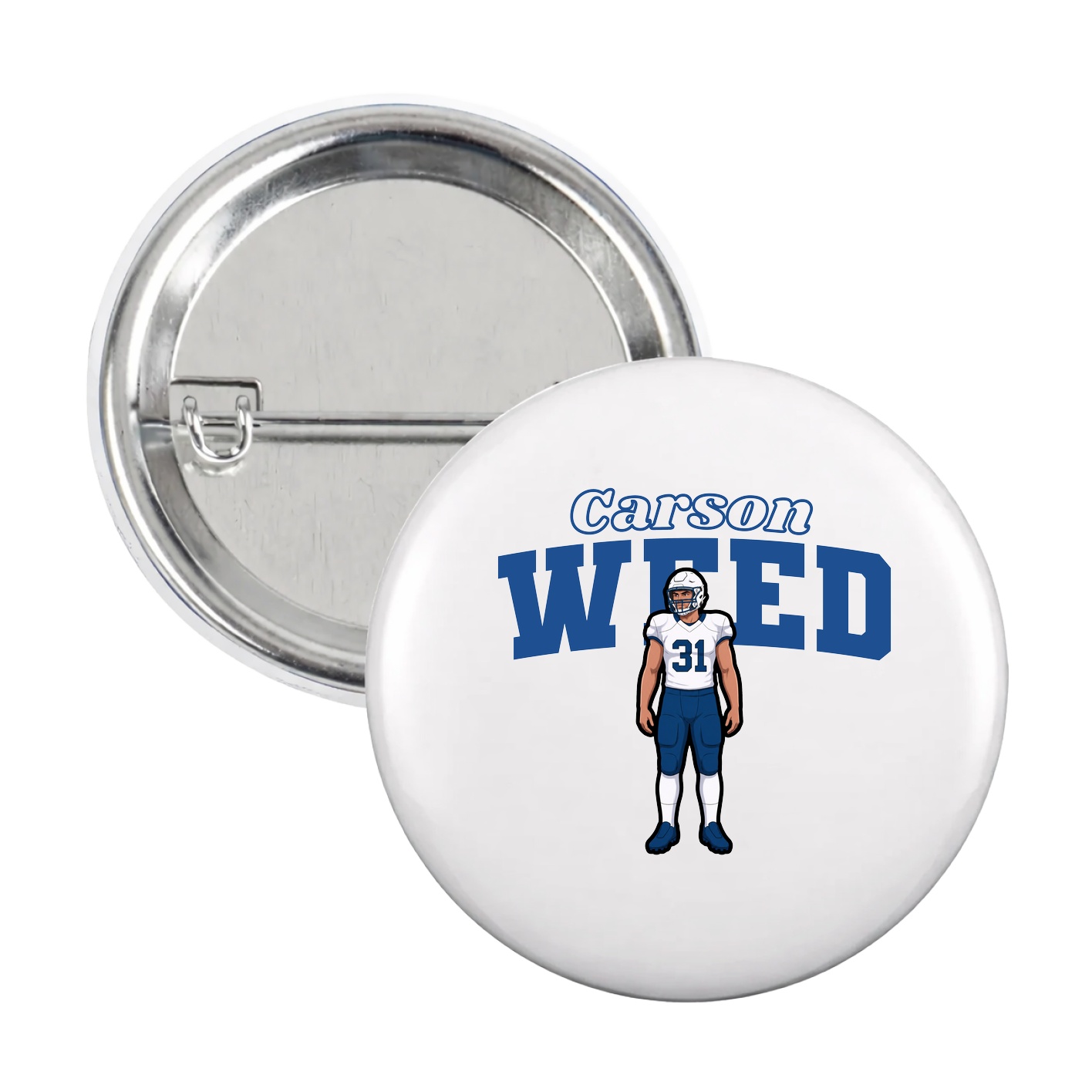 Game Day Button — Name Arch in White