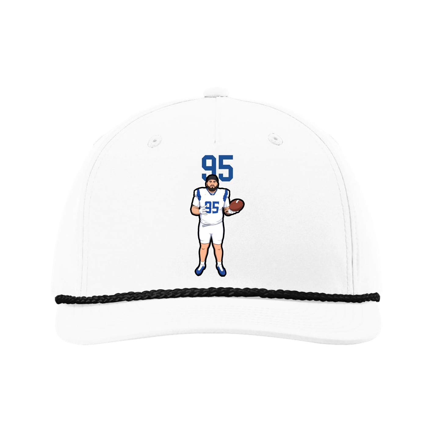 Five-Panel Classic Rope Cap — Number Top in White