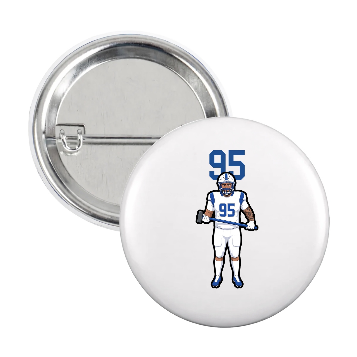 Game Day Button — Number Top in White
