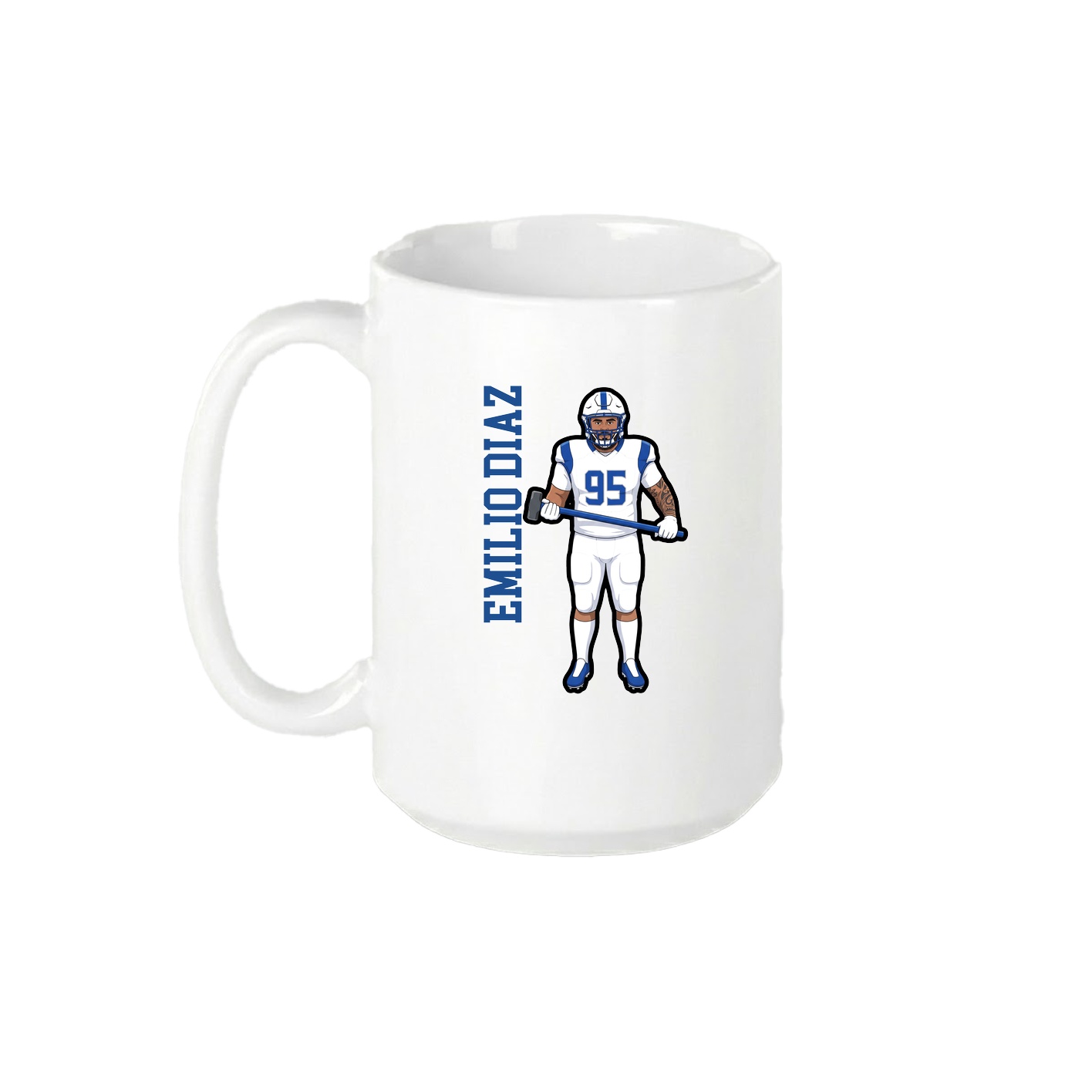 15oz Coffee Mug — Name Vertical in White