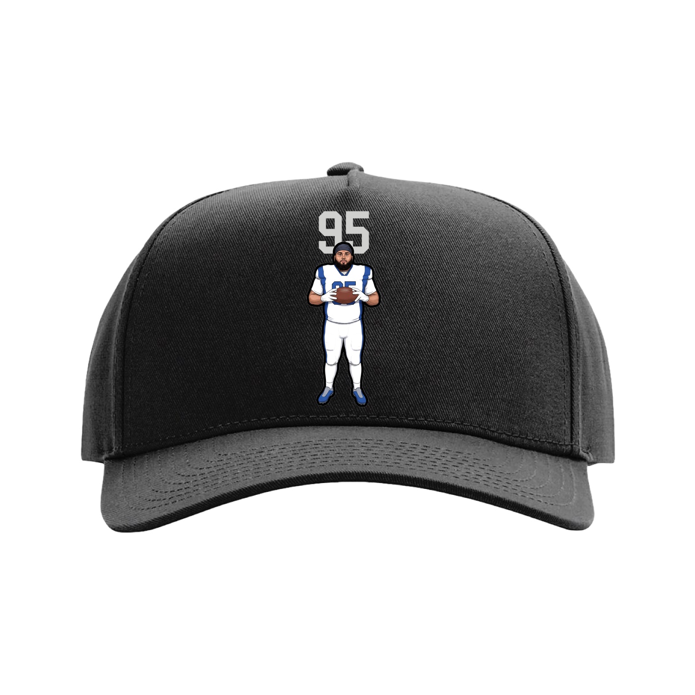 Full Fabric Five-Panel Champ Cap — Number Top in Black