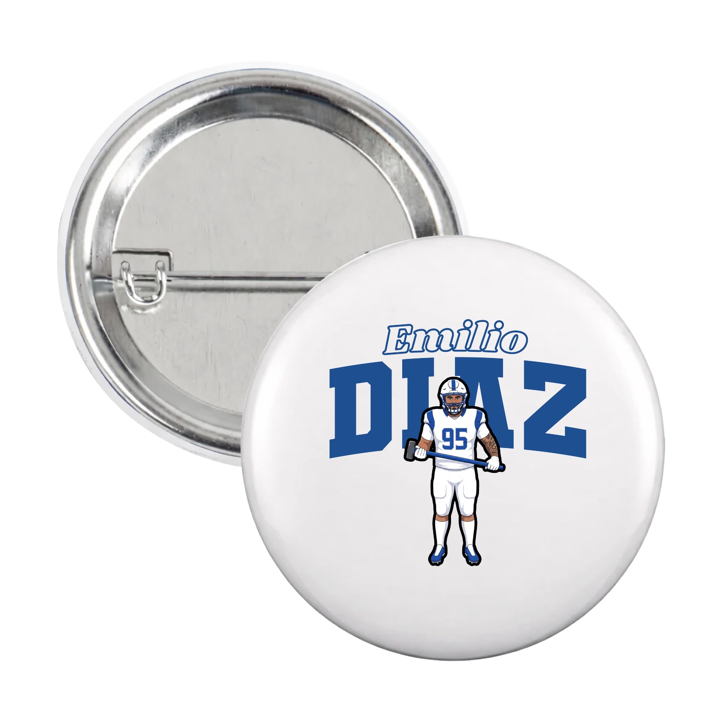 Game Day Button — Name Arch in White