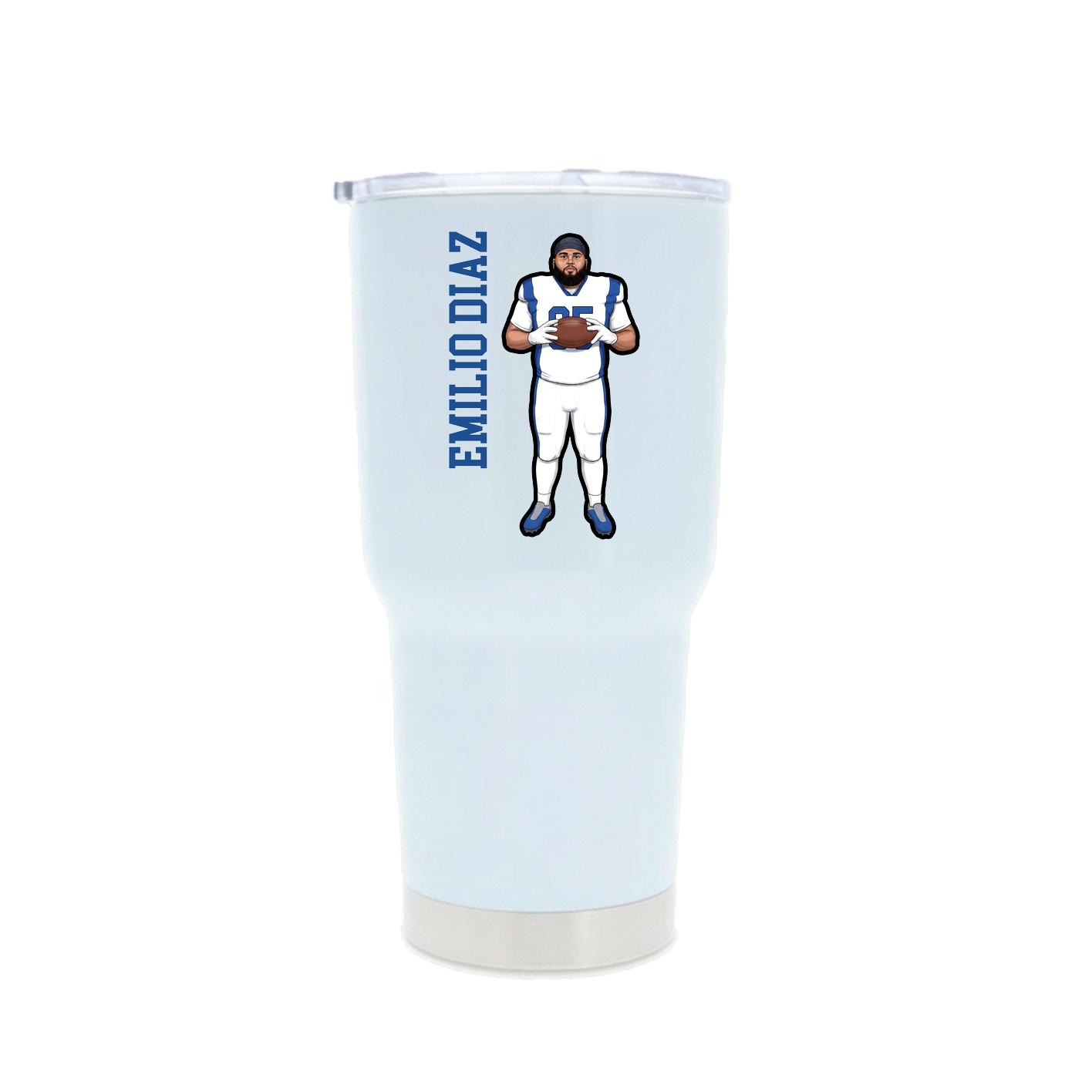 30oz Stainless Steel Tumbler — Name Vertical in White