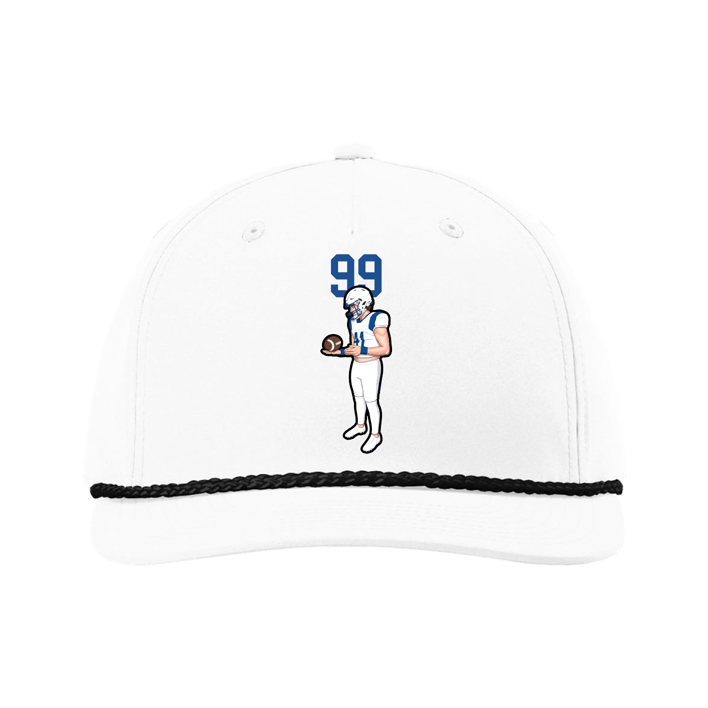 Five-Panel Classic Rope Cap — Number Top in White
