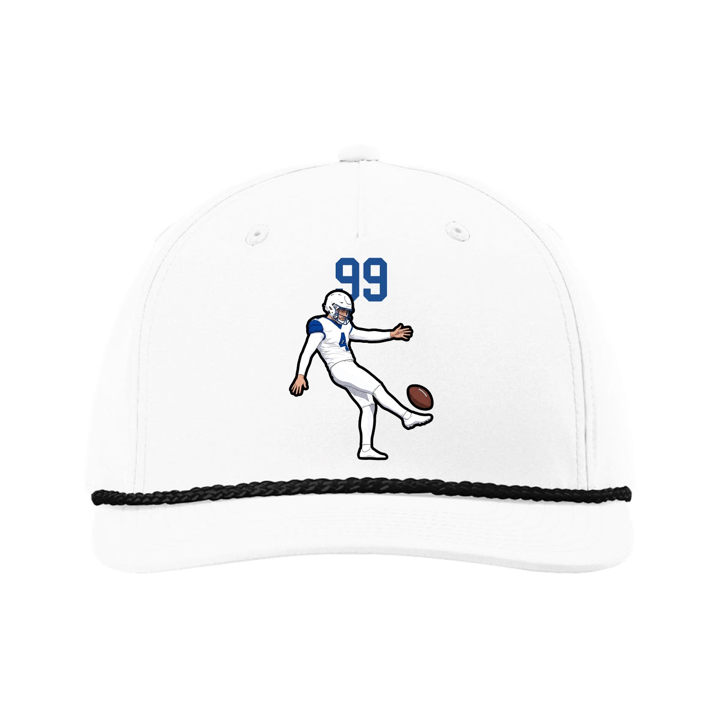 Five-Panel Classic Rope Cap — Number Top in White