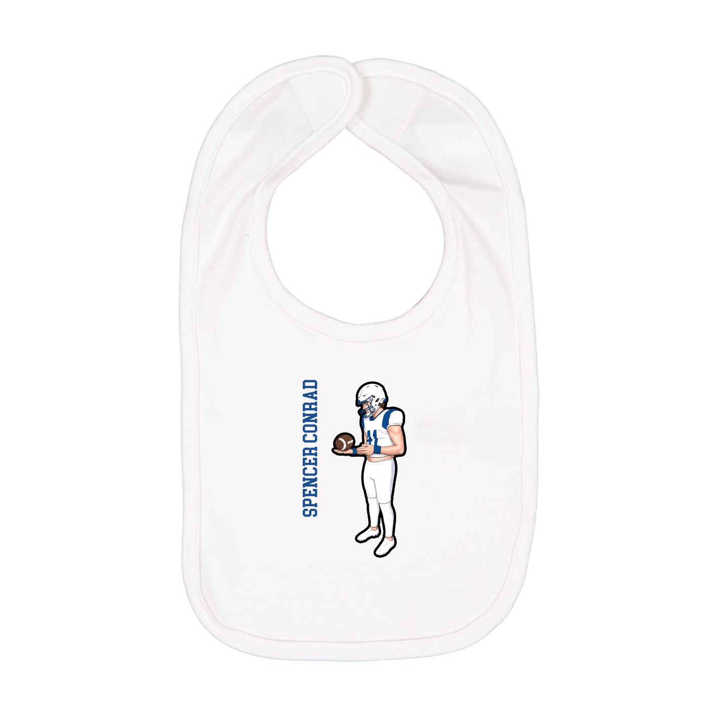 Infant Bib — Name Vertical in White