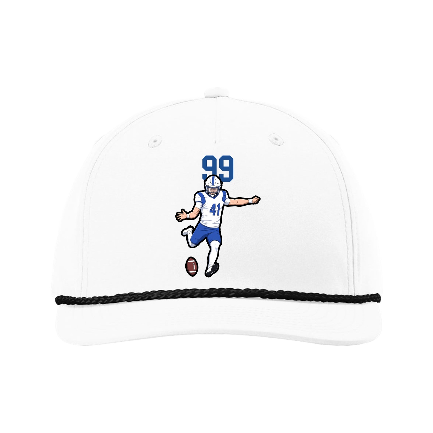 Five-Panel Classic Rope Cap — Number Top in White