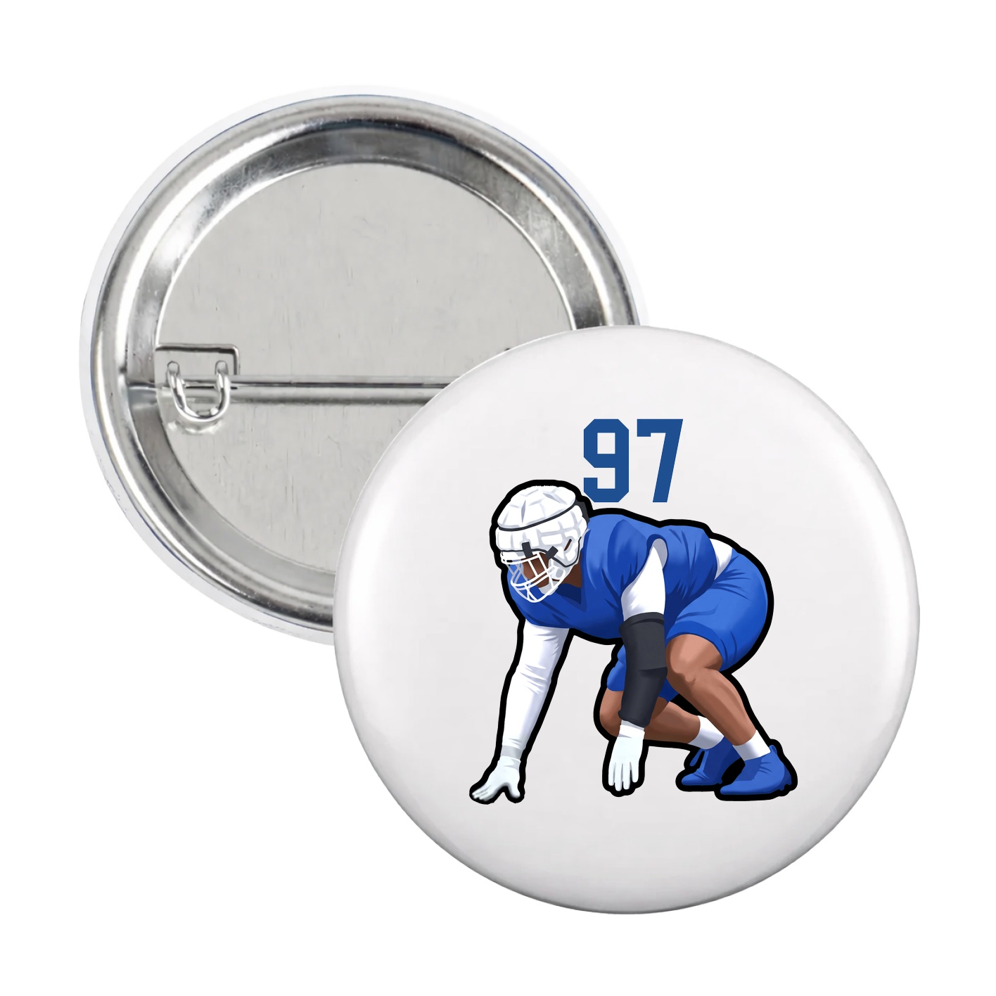 Game Day Button — Number Top in White