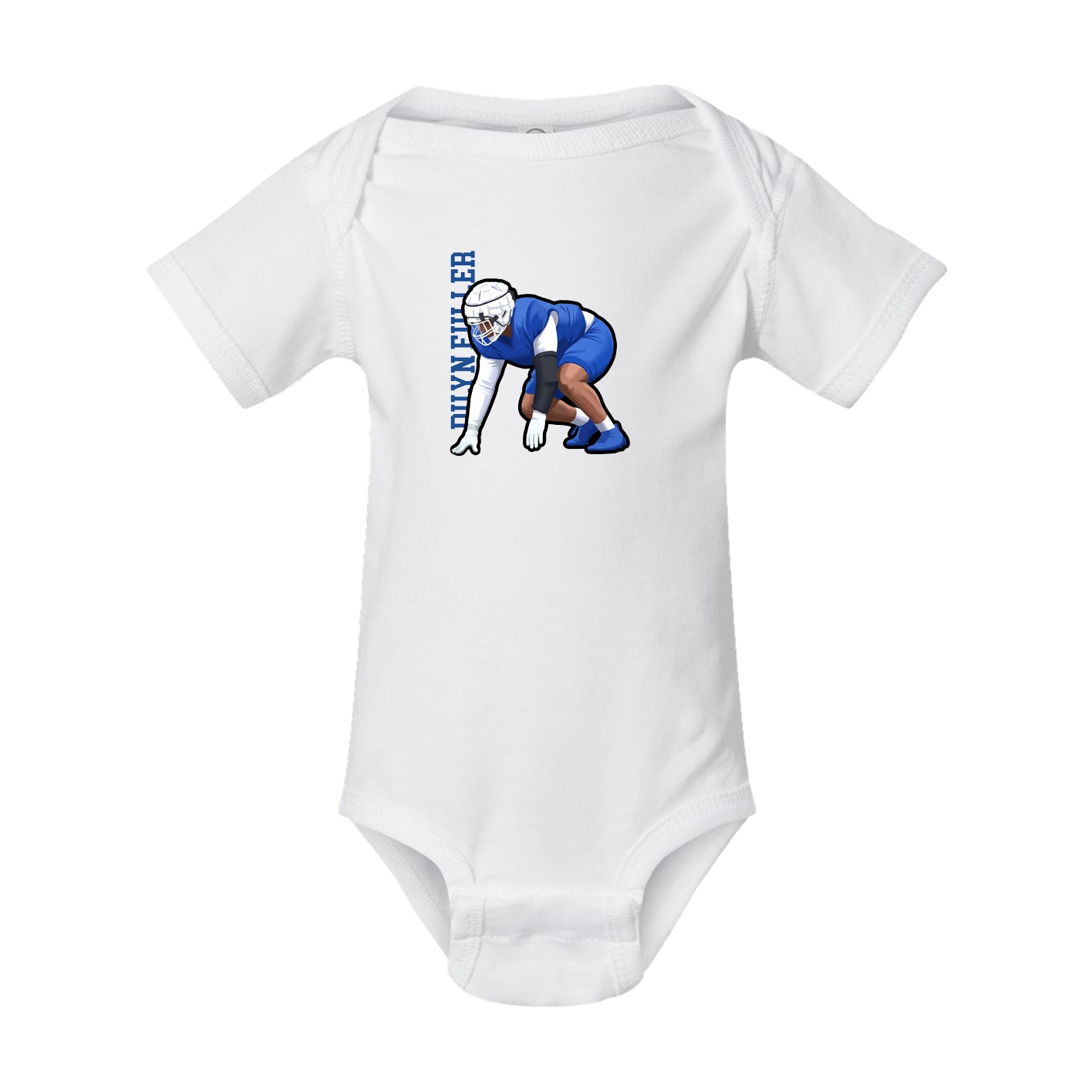 Baby Onesie — Name Vertical in White
