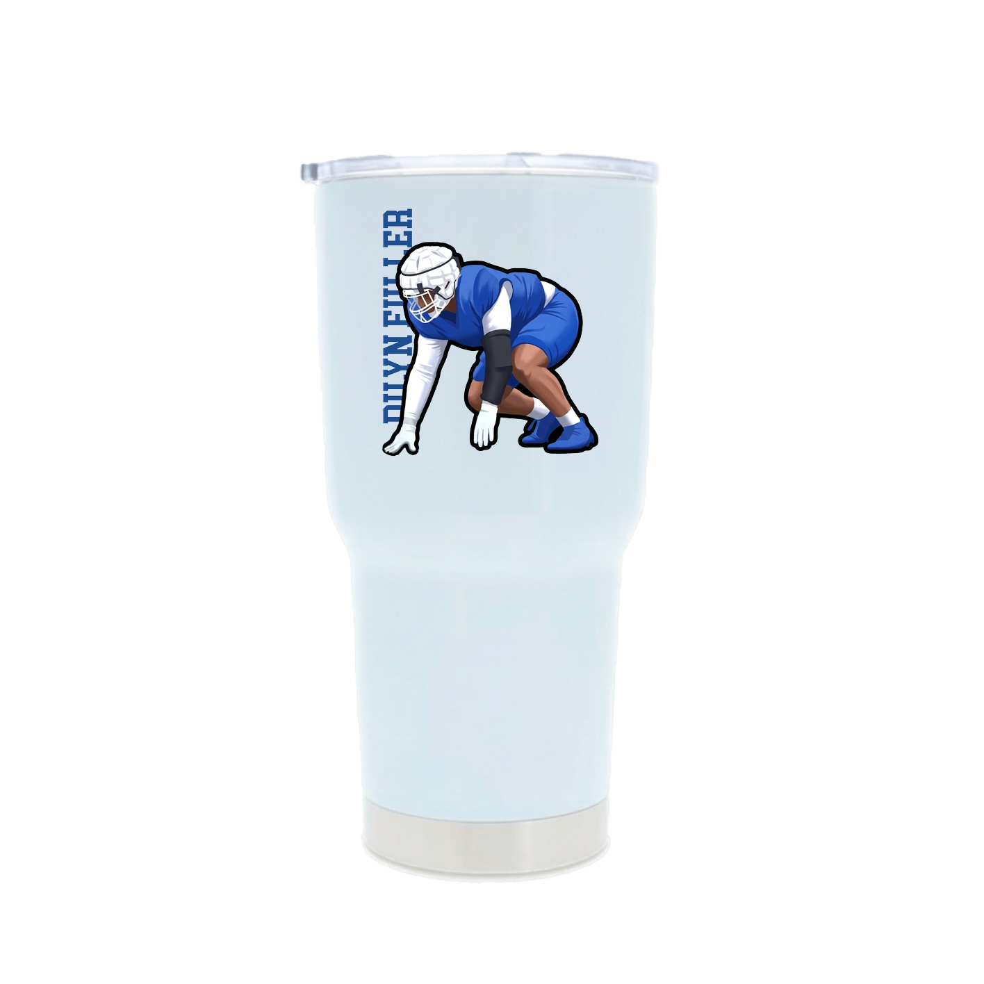 30oz Stainless Steel Tumbler — Name Vertical in White