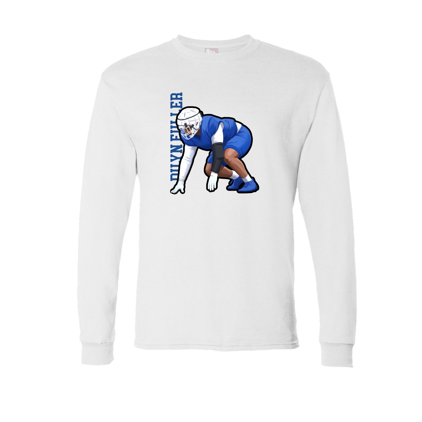 Long Sleeve Tee — Name Vertical in White