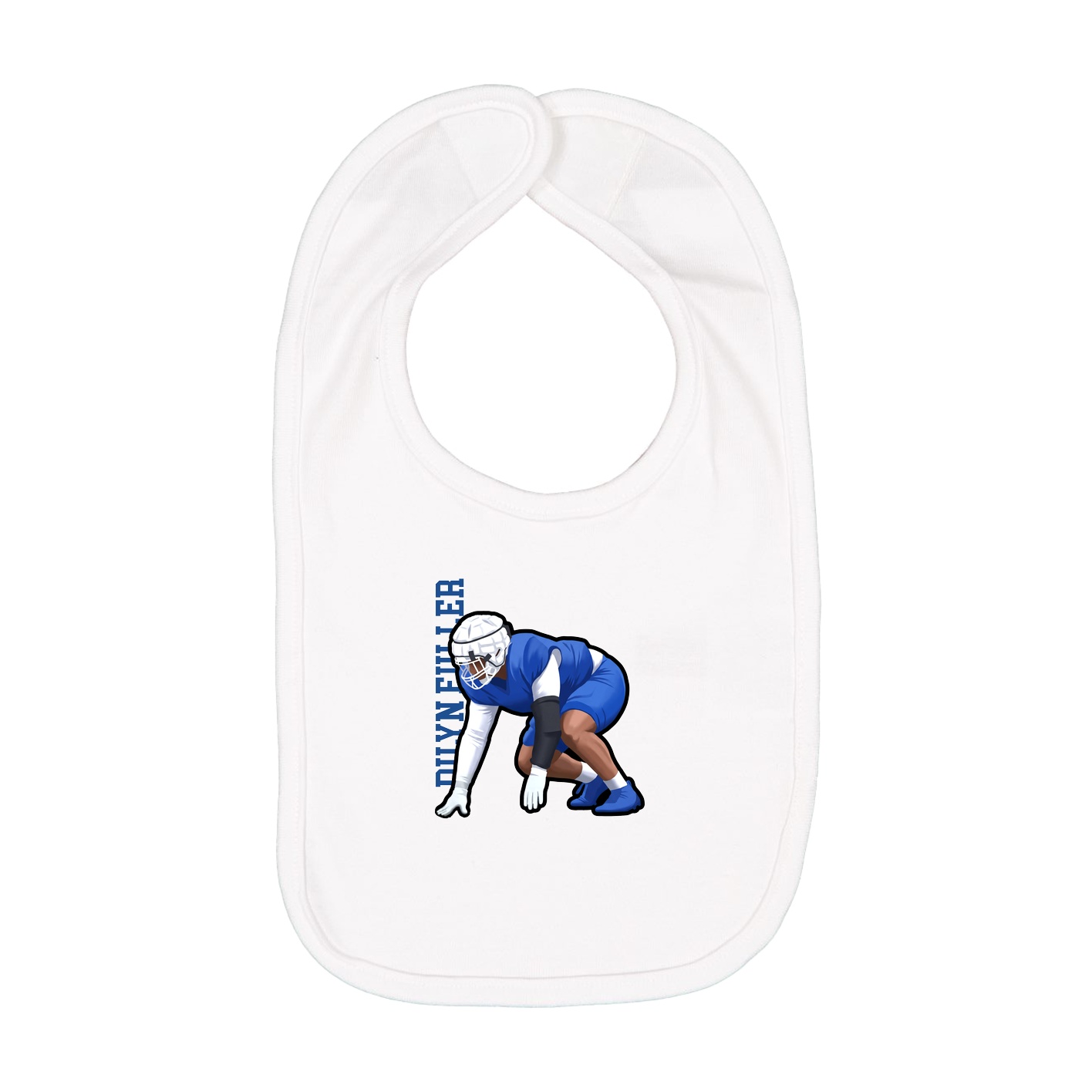 Infant Bib — Name Vertical in White
