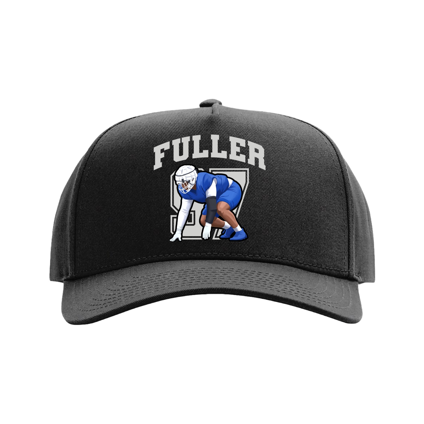 Full Fabric Five-Panel Champ Cap — Number in Black
