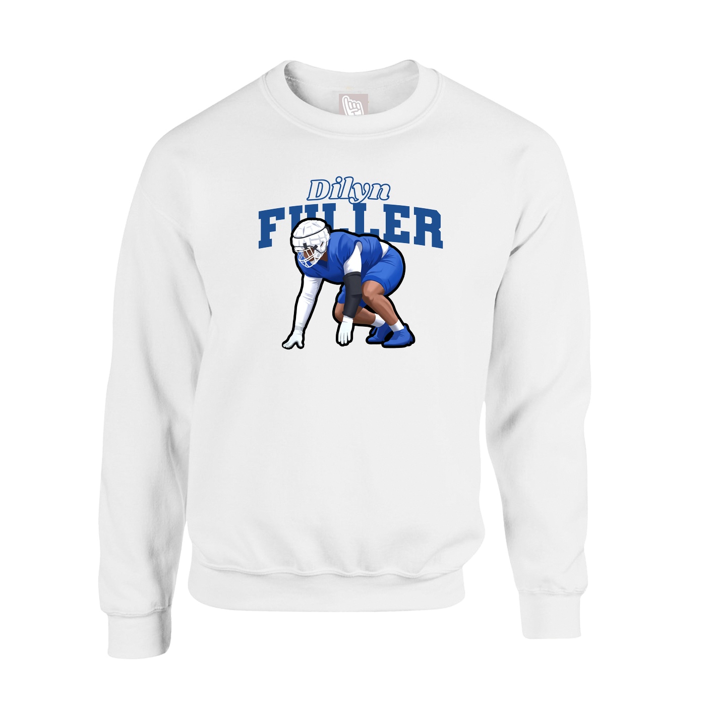 Fleece Crew — Name Arch in White