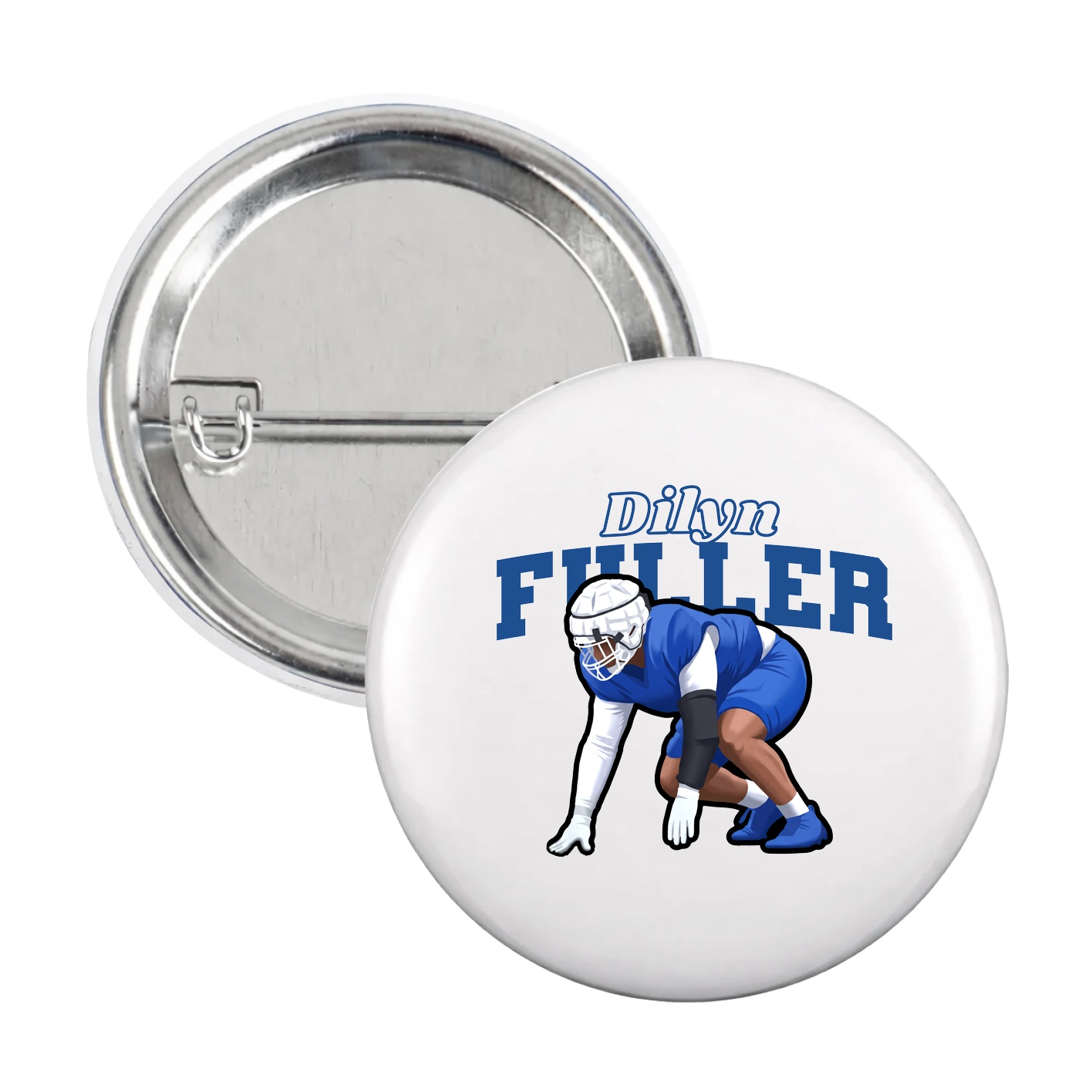 Game Day Button — Name Arch in White
