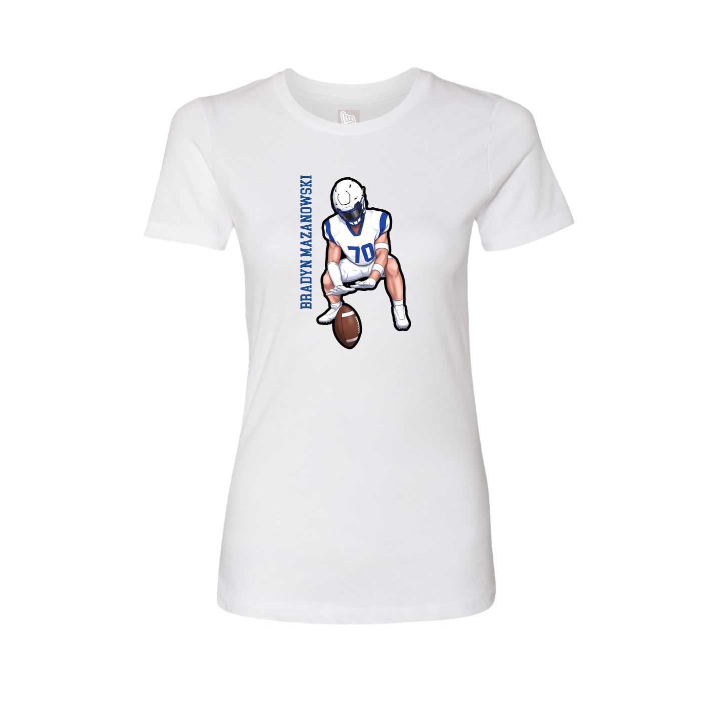 Fitted Women's Tee — Name Vertical in White