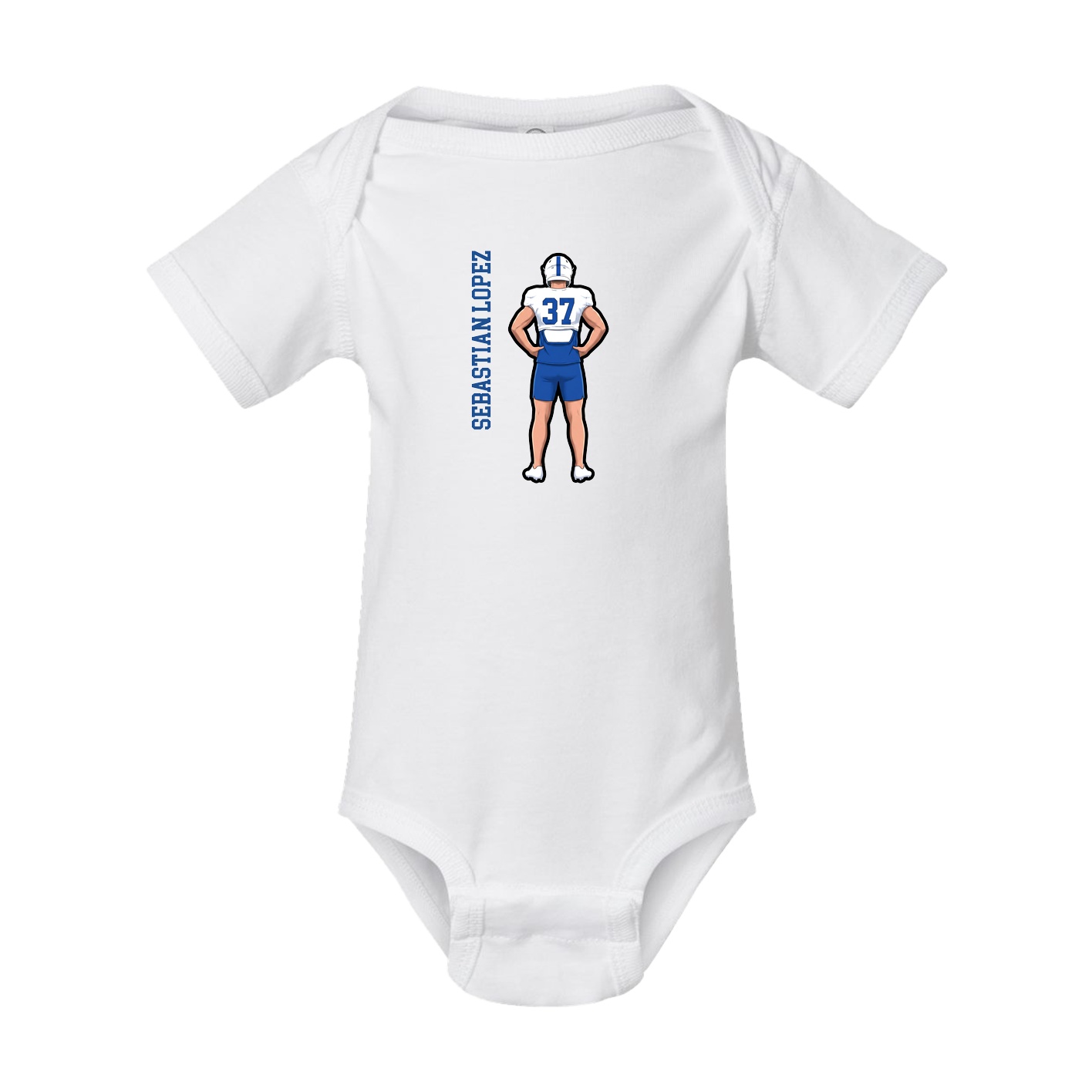 Baby Onesie — Name Vertical in White