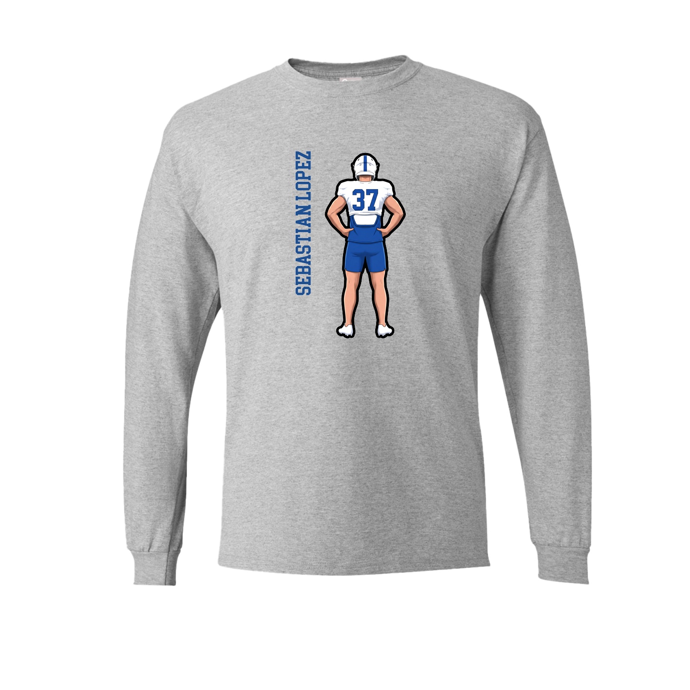 Long Sleeve Tee — Name Vertical in Grey