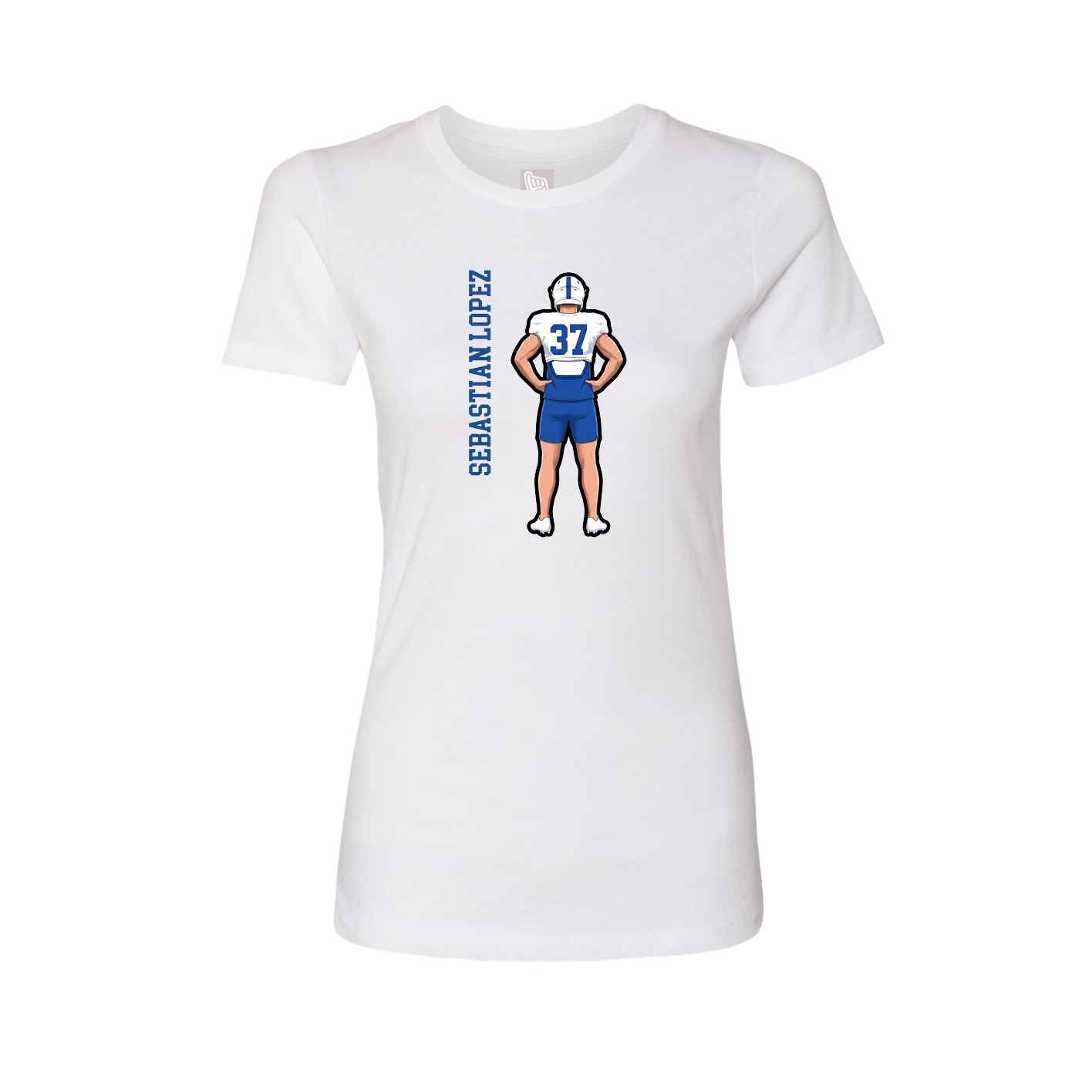 Fitted Women's Tee — Name Vertical in White