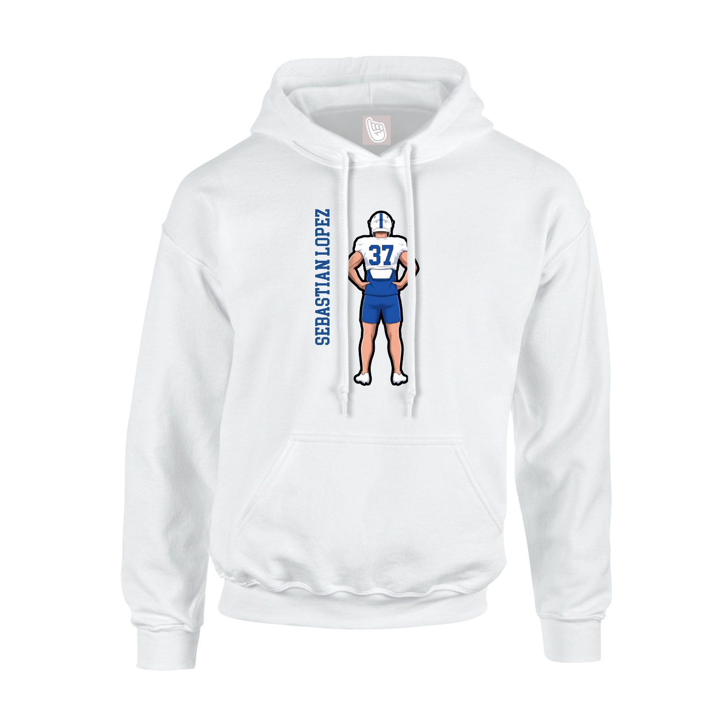 Youth Hoodie — Name Vertical in White