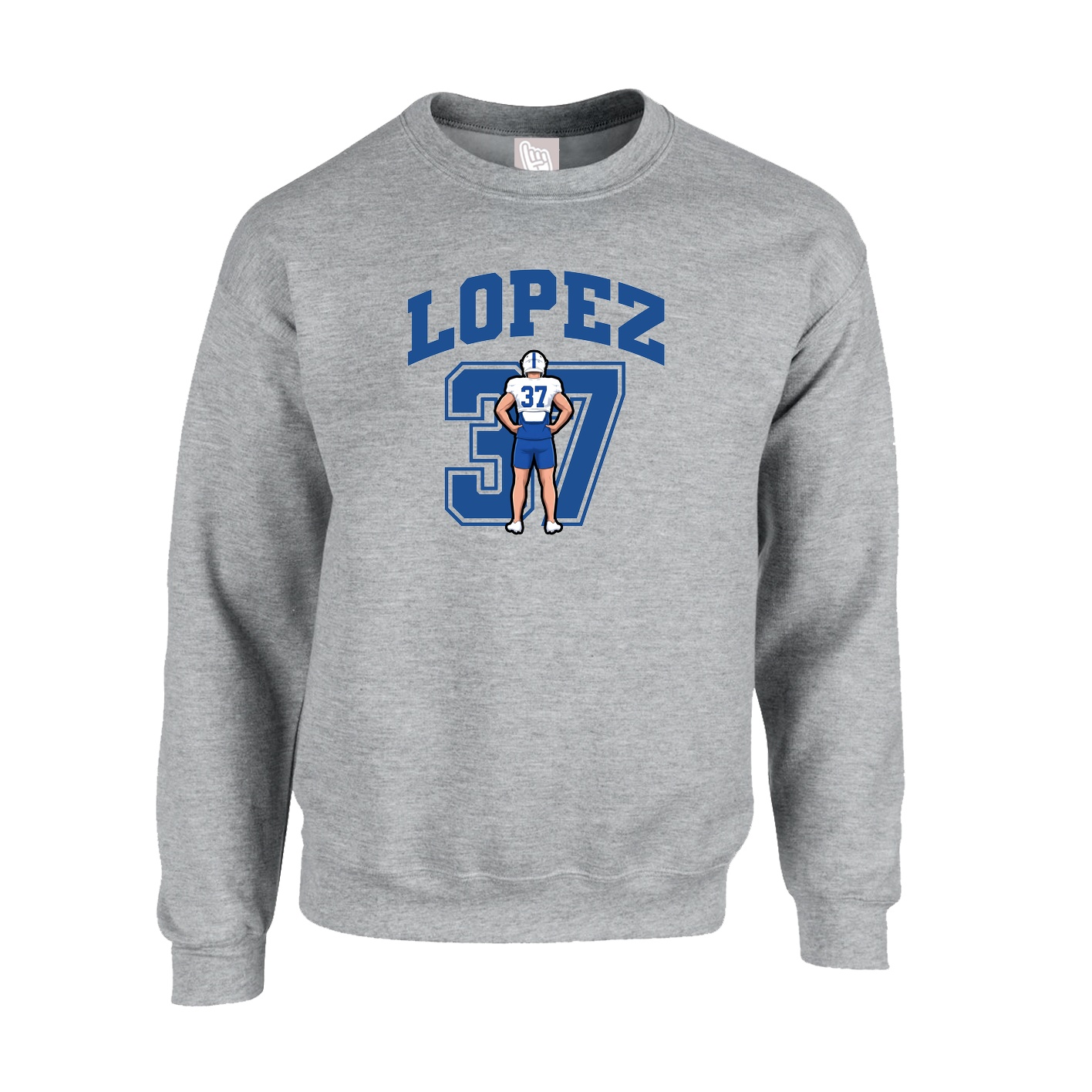 Fleece Crew — Number in Grey